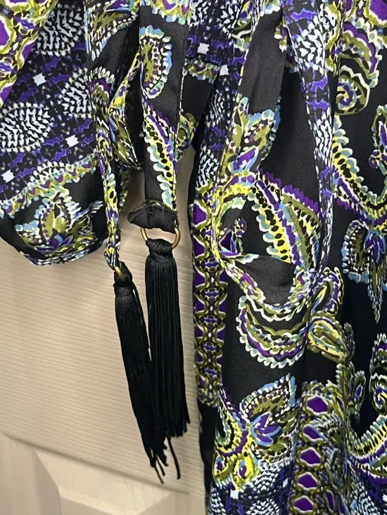 Cato Womens Shift Dress XL Chic Black Paisley Print Colorful Business Casual Tie - Picture 4 of 7